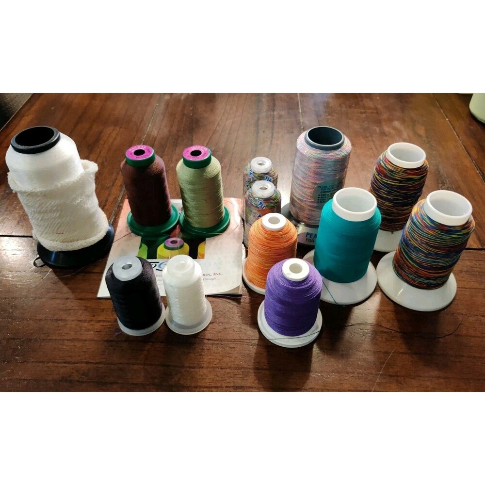 Lot of 13 Spools: Yli "Jeans Stitch" Thread + Wooly Isacord Variations More!